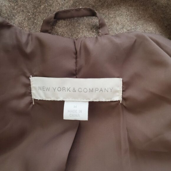 New York & Co. M‎ Wool Short Peacoat Peplum Zipper & Snap Closure Military Brown - Picture 3 of 11